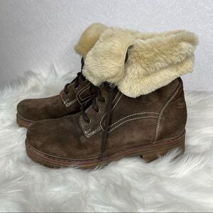 𝅺MANAS Suede Lace Up Hiking Winter Boots 37